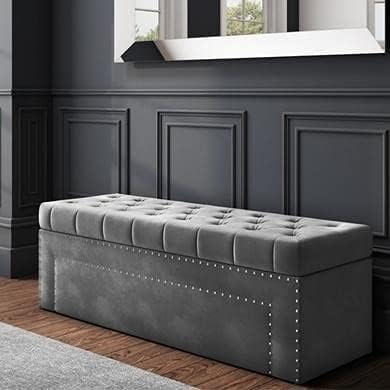 Wood 3 Seater Ottoman Sofa Couch Storage Sethee Tufted Storage Bench Multipurpose Settee for Living Room, Guest Room, Office (Pink) (Grey)