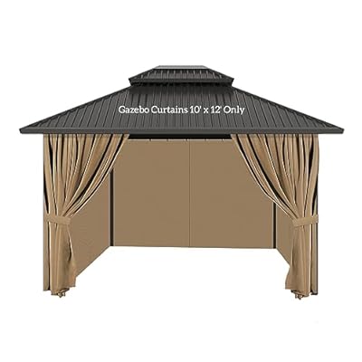 aonear Gazebo Privacy Curtains 10' x 12' with Zipper 4-Panels Side Wall Universal Replacement for Patio, Outdoor Canopy, Garden and Backyard (Curtain Only)