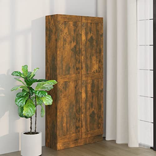 Cinyiqo Estantería Madera contrachapada Roble Ahumado 82,5x30,5x185,5cm, Libreria Estanteria, Muebles Auxiliares, Estanterias Almacenaje, Mueble Almacenaje, Mueble Organizador - 815114