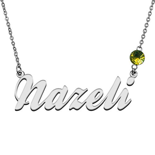 GR859C Personalized Charm Name Necklace with Birthstone for Best Friends Nazeli