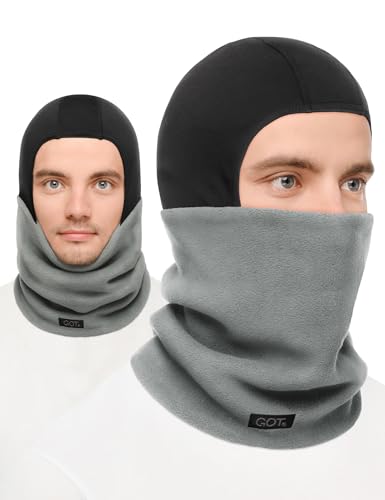GOT Sports Ski Mask for Men - Balaclava with Fleece Neck Warmer for Cold Weather - Windproof Shiesty Mask for Snowboard (Gray)