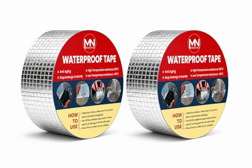 Image of Super Strong Adhesive Waterproof Tape Permanent Repair Aluminum Butyl Rubber Foil for Roof Leak, surface Crack, Window Sill, Water Tank, Boat Sealing, Home Renovation I 2 Inch 10 Mtr