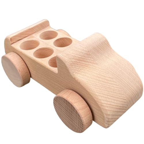 Image of My Felt Story Wooden Peg Doll Car | 6 Seat Passenger Play Vehicle Gift for Toddlers | Montessori Preschool Natural Wood Toy