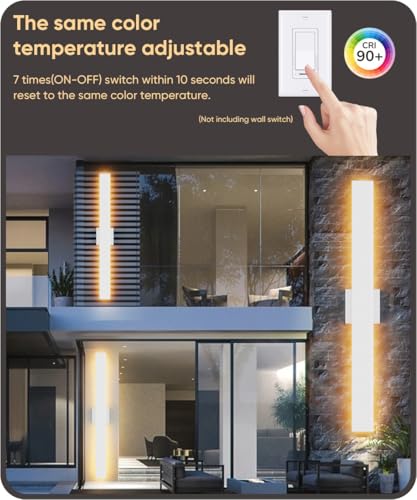 Image of Aipsun 2 Packs Outdoor Wall Sconce, 3000K 4000K 6000K, 31.5in Modern White Exterior Light, Long LED Linear Wall Light Outside Lighting for Entrance, Hallway, Garage, Porch(3CCT)