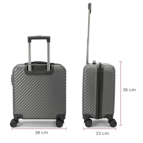 Image of Swiss Military Dusky Hard Top Trolley Bag 45cm with 15.4 inch Padded Laptop Compartment, 3 Dial Lock, Spinner Wheels, Cabin Size Lightweight Overnighter Travel Luggage Suitcase with Elastic Divider-Grey