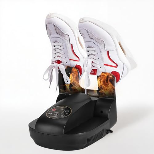 Sèche-Chaussures Électrique -Anti-Bactérien & Sans Odeurs-Séchage Rapide par Soufflerie pour Bottes de Ski, Chaussures, Gants et Chaussettes - Design Pliable avec Minuterie Numérique (Noir)