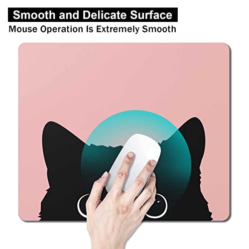 Huocairen Cute Kitten Mouse Pad, Cat Mouse Pad For Kids Girls, Pink Kawai Mouse Pad, Anti-Slip Rubber Mousepad For Computer & Laptop, 9.5X7.9 Inch, Black Cat #TOP3