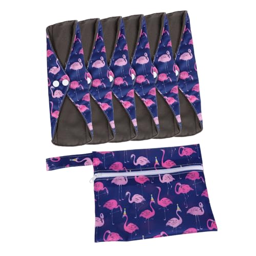 VALICLUD Toallas Sanitarias Reutilizables de Bambú Activado Absorbentes y Transpirables con Botón Fijo y Alas Bolsa para Postparto y Menstruación