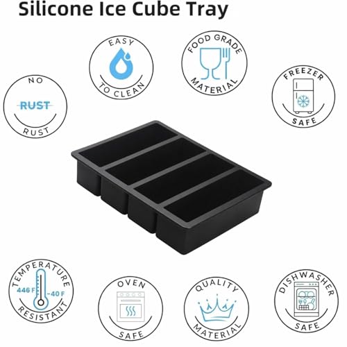 Image of Silicone Ice Cube Tray Large for Whiskey & Cocktails (1-Pack) | Food Grade BPA-Free Ice Mold | Flexible Easy Release Big Ice Cube Maker for Drinks, Juice, Butter, Chocolate & Freezer Use