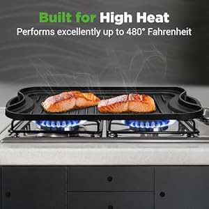 NutriChef Reversible Cast Iron Griddle – Flat & Grill Sides, Extra-Wide, Oven Safe, PFOA & PFOS Free, Compatible with Multiple Stovetops NutriChef Reversible Cast Iron Griddle–Flat Grill Sides Extra Wide Oven Safe PFOA PFOS Free Compatible with Multiple Stovetops