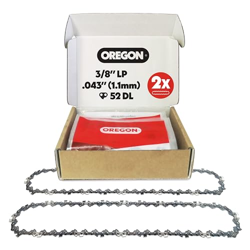 Oregon 2-er Pack Sägekette 3/8 LP Teilung 0 43 Zoll (1 1 mm) Stärke für 14 Zoll (35 cm) Führungsschiene 52 Treibglieder - Geringer Rückschlag Ersatzsägekette für Bosch Karcher Husqvarna und mehr