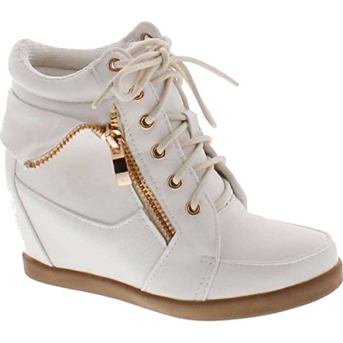 Lucky Top Girls Peter-30K Kids Fashion Leatherette Lace-Up High Top Wedge Sneaker Bootie