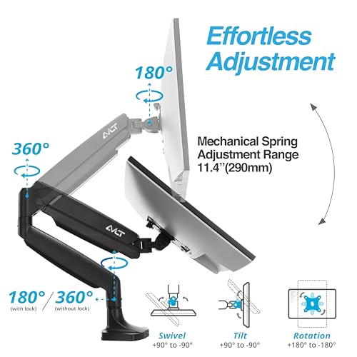 Image of AVLT Single 17 inch-45 inch Monitor Arm Desk Mount Premium - Black