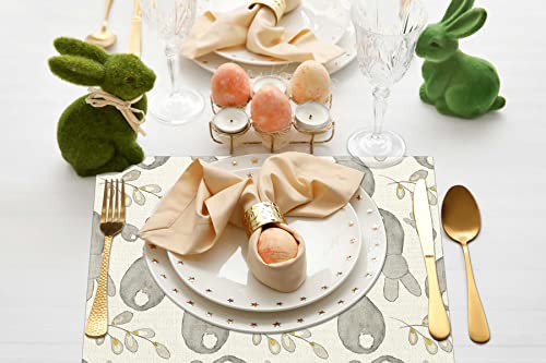 Happy Easter Bunny Placemats Set Of 4,Rabbits Heat-Resistant Place Mats,Seasonal Table Decors For Farmhouse Kitchen Dining Holiday Party 12X18 Inch #TOP5
