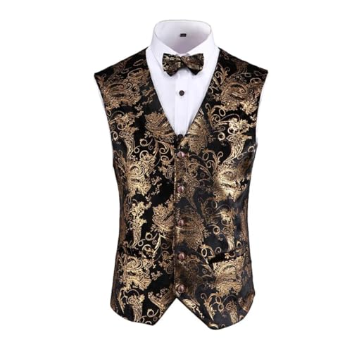 Men’S Steampunk Sleeveless V-Neck Vest Coat Single Breasted Slim Fit Chic Waistcoat For Business Wedding Party2