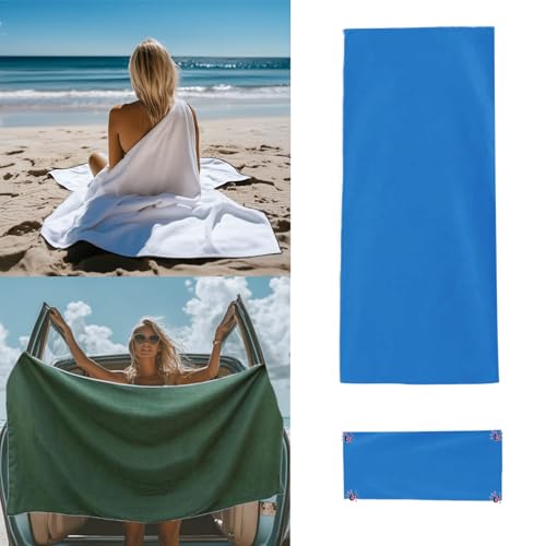 Magnetic Bath Towel, Outdoor Quick-Dry Sand-Resistant Beach Towel, 75"X35" Towel with Magnetic Closure, Super Absorbent Microfiber Towel for Travel,Swimming,Pool,Beach,Pool,Travel,Gym & Camping Blue
