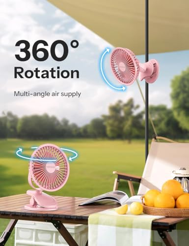 Image of UN1QUE Portable Fan,1800mAh Rechargeable Mini Table Fan,Small Desk Fan 3 Speed,Brushless Motor 3000RPM High Speed Usb Fan,Quiet Clip Fan for Office Kitchen Stroller Camping