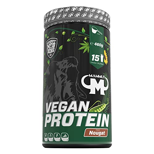 Mammut Nutrition Vegan Whey Protein Pulver Nougat – 460 g – 4-Komponenten Pflanzen-Protein ohne Soja, laktose- und glutenfrei – natürliche Süße durch Stevia – 100% vegan – ohne Aspartam