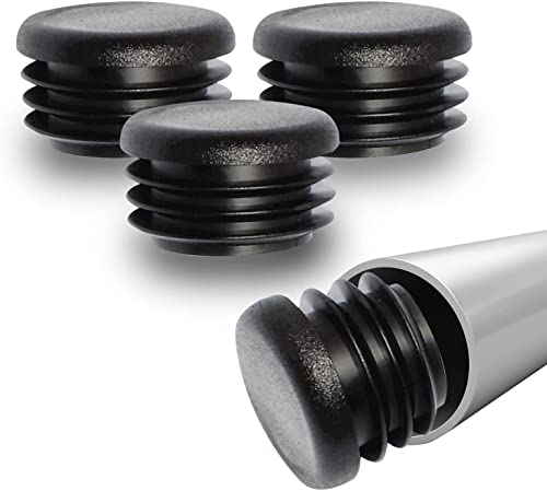 Image of Prescott Plastics 1.75-Inch (44mm) Round Plastic Hole Plugs Insert, Black End Caps for Round Tubing and Fences, Glide Insert Cover for Pipe Post, Chairs and Furniture - 10 Pack