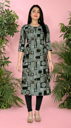 Image of Women's Printed Poly Crepe Straight Kurti | Comfortable Regular Fit | Stylish Ethnic Kurta for Daily & Office Wear
