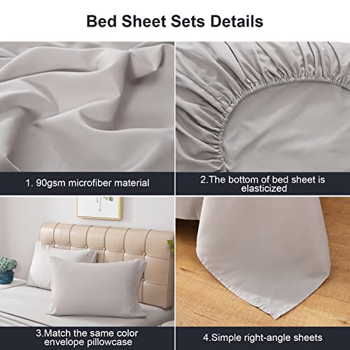 Greeneasy Full Size Sheet Sets, 4 Pieces Hotel Luxury Sheets Full Size Bed - Breathable & Cooling Full Size Sheets - Deep Pocket Bed Sheets Full - Bedding Sheets & Pillowcases - Gray/Full / 4-Piece #TOP2