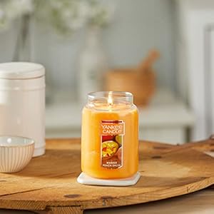 Yankee Candle Mango Peach Salsa Scented Classic 22oz Large Jar Single Wick Candle Over 110 Hours of Burn Time