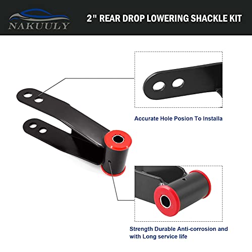 2" Rear Drop Lowering Shackle Suspension Kit Compatible with 1988-1998 Chevy - GMC C1500/C2500 1988-2019 Silverado Sierra 1500 Replaces # 410520 - Image 5
