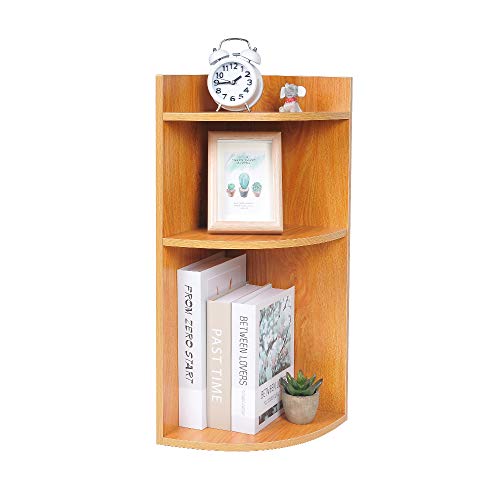 HomeSailing 3 Tiers Small Bookshelf Wooden Corner Desktop Unit Display and Storage Rack