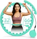 JLoibao Weighted Hula Circle with 32 Links(66 Inch), Sweet Weight Ball, for Adults Weight Loss, Infinity Fitness Hoop Plus Size, for Women Smart Exercise Equipment