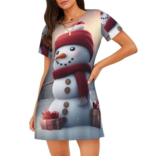 Robe de nuit femme bonhomme de neige respirante finie la chaleur nocturne