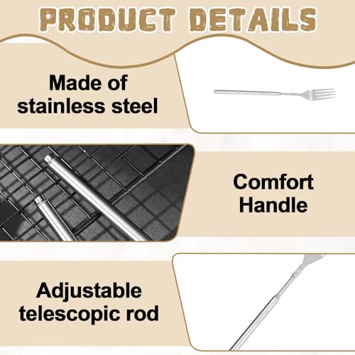 2 Stück Ausziehbare Gabel,Teleskop Gabel,Teleskopgabel,Langer Griff, Ausziehbare Länge 22,1-64,6 Cm, Geeignet Zum Grillen, Toasten Von Brot, Obst, Desserts, Gemüse Usw,Praktisches Design