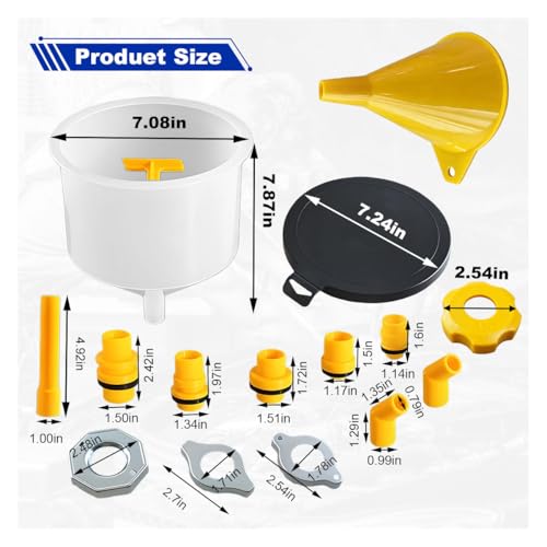 GAOLAOSY 15PCS No-Spill Coolant Funnel Kit, Spill Proof Auto Radiator Coolant Filling Funnel Flush Kit with Adapters, Universal Vehicle Antifreeze Bleeder Accessories for Most Cars