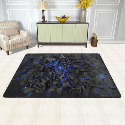 Futuristic Geometric Burst Design Area Rug Washable Outdoor Rugs Anti-Slip