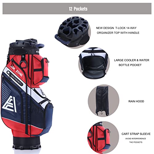 Ask Echo T-Lock Golf Cart Bag With 14 Way Organizer Divider Top, Premium Cart Bag With Handles And Rain Cover For Men (Navy Blue) #TOP2