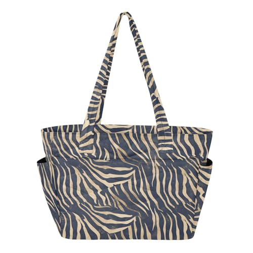WDdZzyy Bolso de mano para mujer, bolsa de trabajo para el trabajo, con compartimento, diseño de rayas de animales, leopardo azul