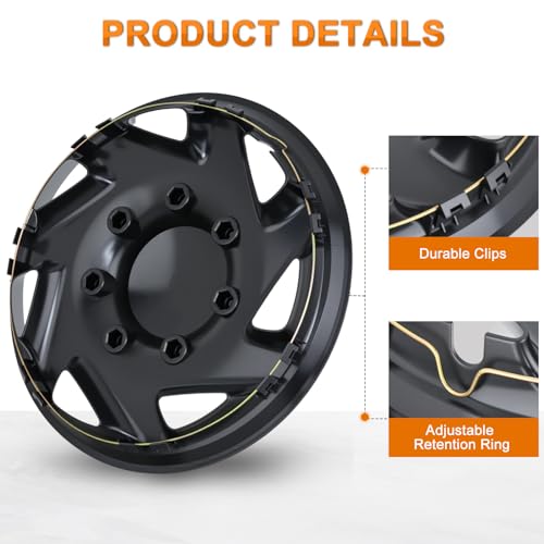 Nilight Wheel Cover Hubcaps 16 Inch for Ford Truck CEG 1998-2007 Econoline MTD E250 E350 E450 E550 2008-2021 Hub Caps 16 inch Set of 4 Rim Covers Protector Wheel Replacement F8UZ1130AA 7 spoke, Silver by Nilight - Image 5