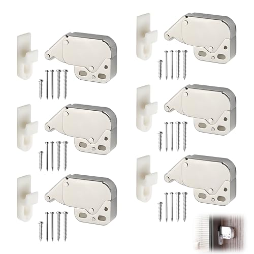 6 Stück Federschnäpper, Möbel Schnäpper Mini Türschloss Türschnapper Latch für Schranktüren Automatische Federverriegelung Druckschnapper für Schranktüren mit Schrauben Für Fenstern Schuppen Tor