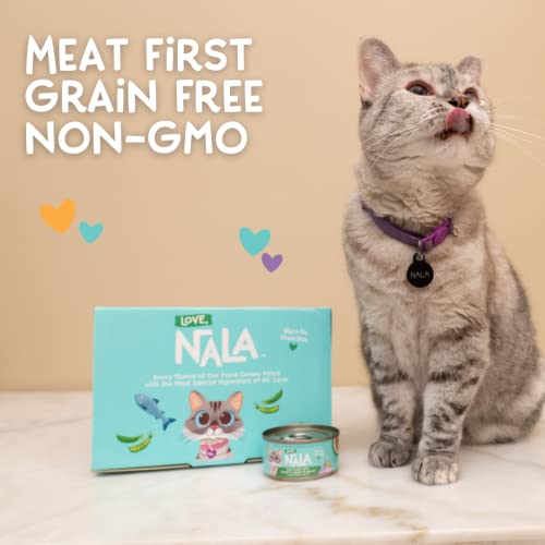 Image of LOVE, NALA - Natural Adult Cat Wet Food - FLAKED Tuna with Carrot & Green Pea in Broth - Grain Free, Non-GMO, Lean Protein, Added Minerals & Vitamins - 12 Pack, 2.4 lbs.