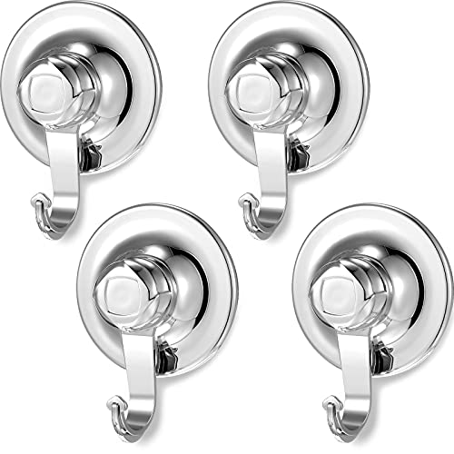4 Pieces Suction Cup Hooks, Reusable Vacuum Suction Cup Hooks, Powerful Vacuum Suction Cup Hook Holder for Kitchen, Bathroom and Restroom Organization