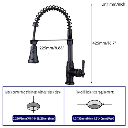 Pull Out Commercial Kitchen Taps:Professional High Arc Kitchen Sink Taps with Swivel Spout and Pull Out Sprayer - Image 2