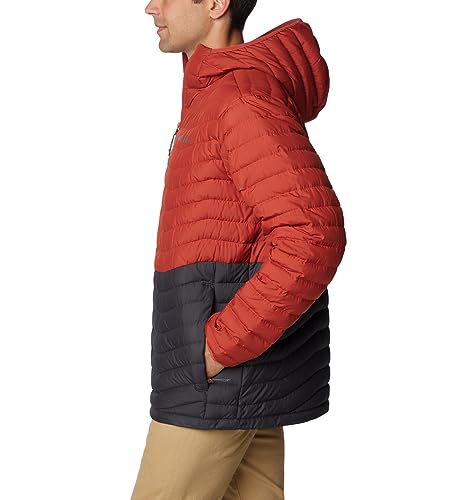 Image of Columbia Men's Westridge Down Hooded Jacket, Shark /Warp Red, 6X Big