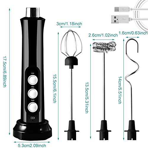 CANCYCC Elektrischer Milchaufschäumer mit Doppeltem Quirl - 3 in 1 Handgehaltene Batteriebetriebene Milk Frother für… – Bild 3