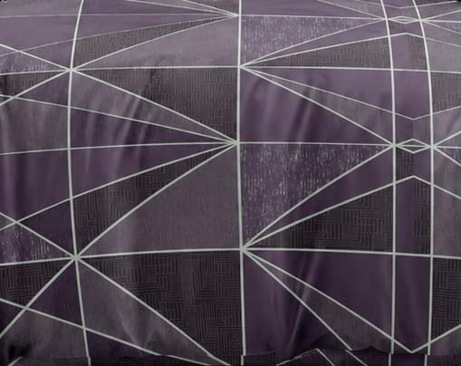 Image of DECOR2ADMIRE 300TC Premium Glace Cotton Printed Super King Size Double Bedsheet with Two Pillow Covers, 108 * 108 Inches or 9ft by 9ft or 275 cm x 275 cm (Purple Geometric)