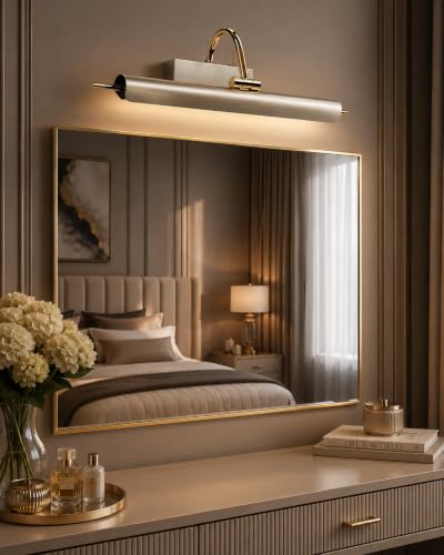 Image of FILLISKA Modern LED Picture /Dressing /Vanity /Bathroom /Mirror Light with 3 Step Light Mode & Adjustable Head (White,Warm White and Neutral White) (Champagne Gold 20Watt-9656)