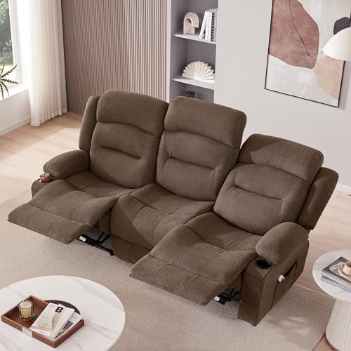 Reedvales Oversized Recliner Sofa with Massage and Heat, Large Big 3-Seater RV Recliner Couch Sofa...