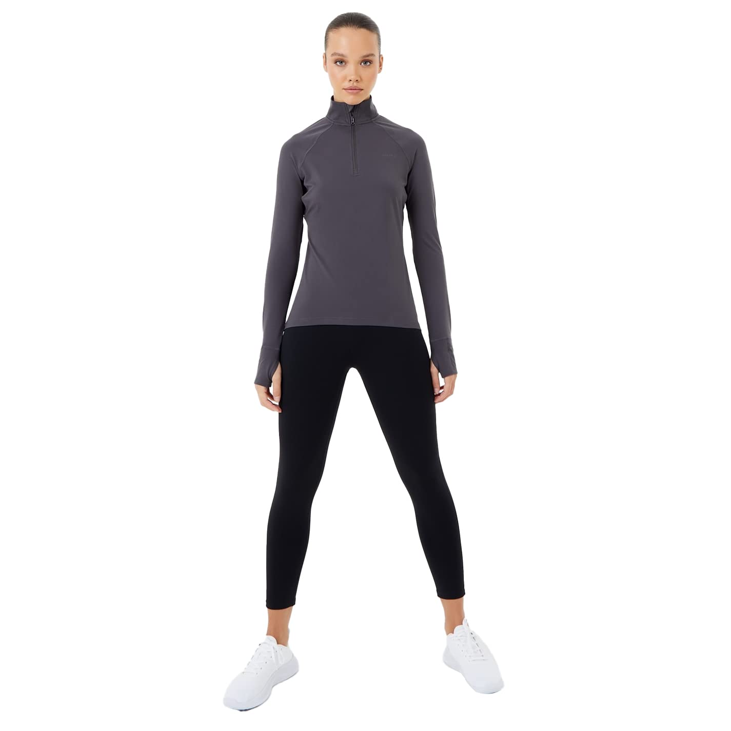 USA Pro Womens Long Sleeve Quarter Zip Top Charcoal 12