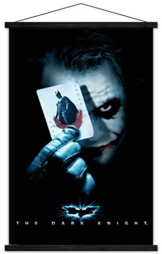 Trends International DC Comics Movie - The Dark Knight - The Joker with Batman Playing Card Wall Poster with Wooden Magnetic Frame, 22.375