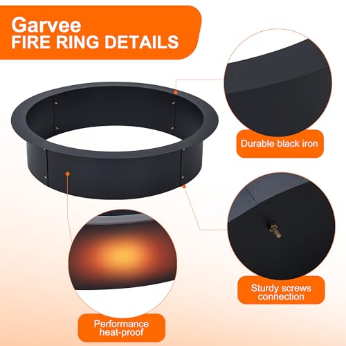 Fire Pit Ring 2.5mm Steel Heavy Duty Firepit Cooking Ring Large Fire Pit Insert Round, Above/In Ground Fire Pit, for Camping Garden Backyard, 36" x 42" x 10"