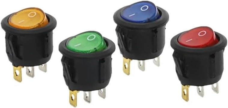 4Pcs KCD1 ON/Off Round Rocker Switch LED Illuminated Car Dashboard Van 12V(Green)