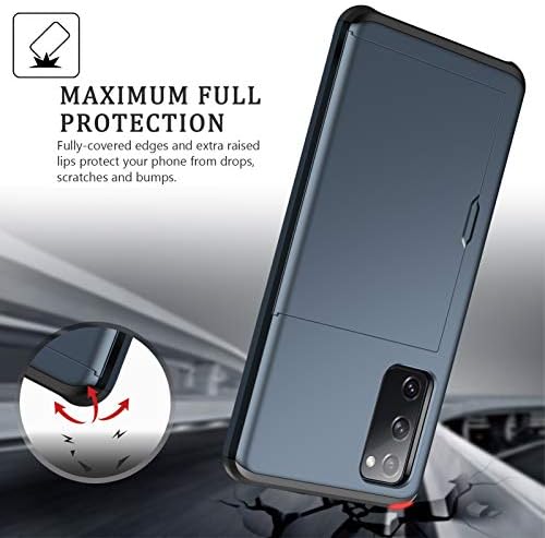 Coolden Compatible with Samsung S20 FE Case Wallet Case Shockproof Heavy Duty Protective Case Rubber Bumper Card Holder Wallet Case Cover Compatible with Samsung Galaxy S20 FE Phone Case (Navy)